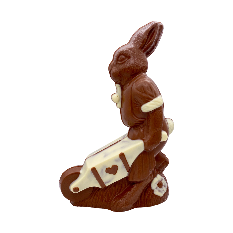 Konijn met kruiwagen 30 cm Melk Bi-Color