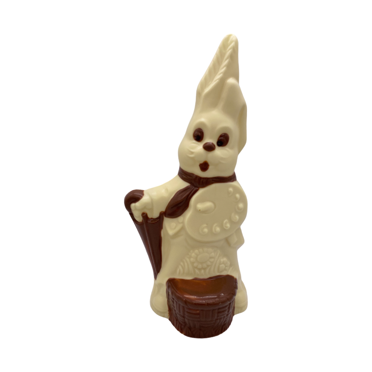 Konijn met pallet 27 cm Wit Bi-Color