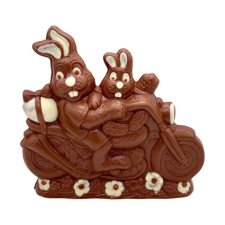 Konijn op moto 20 cm Melk Bi-Color