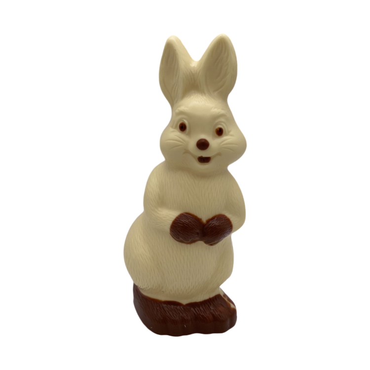 Rechtopzittende haas 19 cm Wit Bi-Color